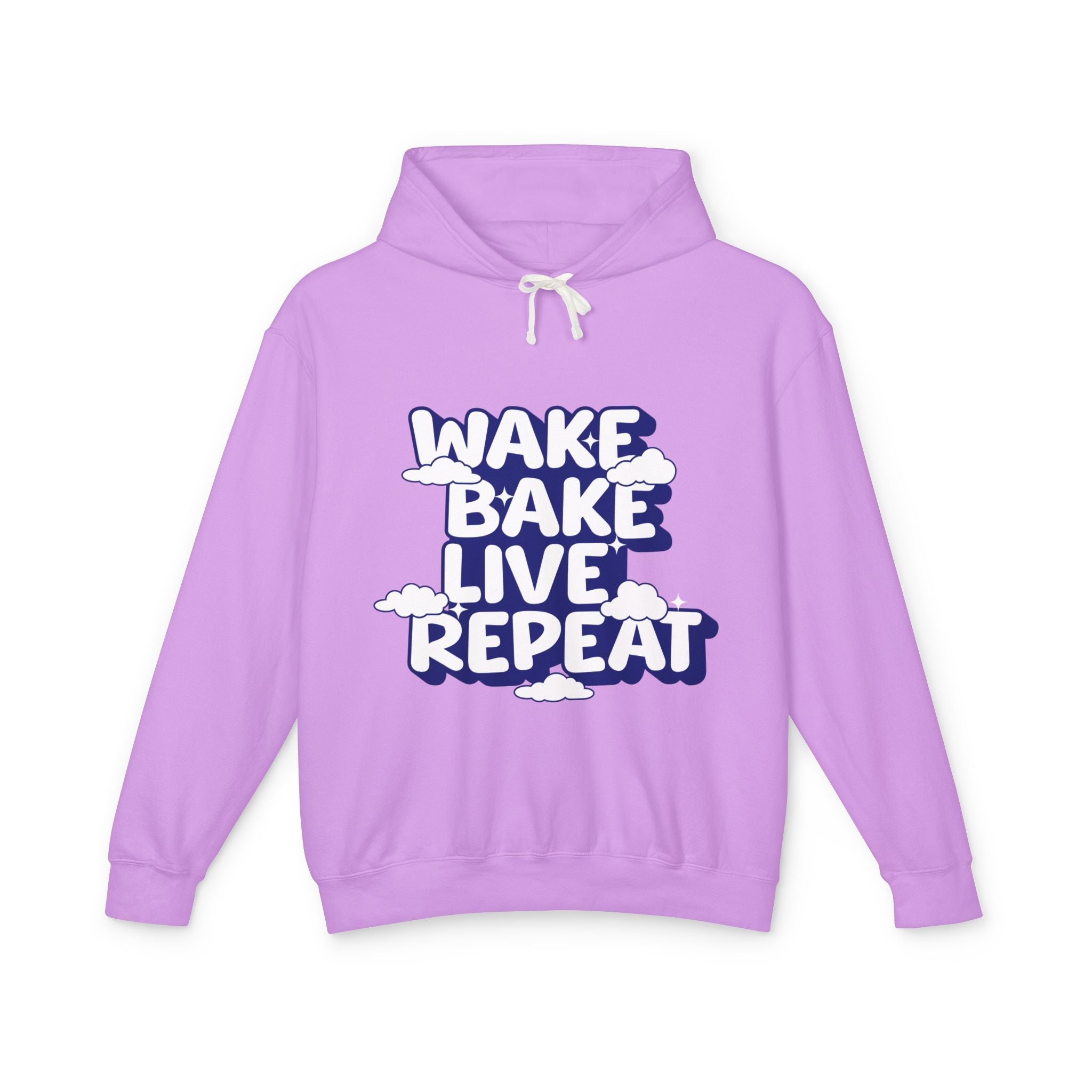 WAKE BAKE LIVE REPEAT - Unisex Lightweight Hooded Sweatshirt - Damned Threads
